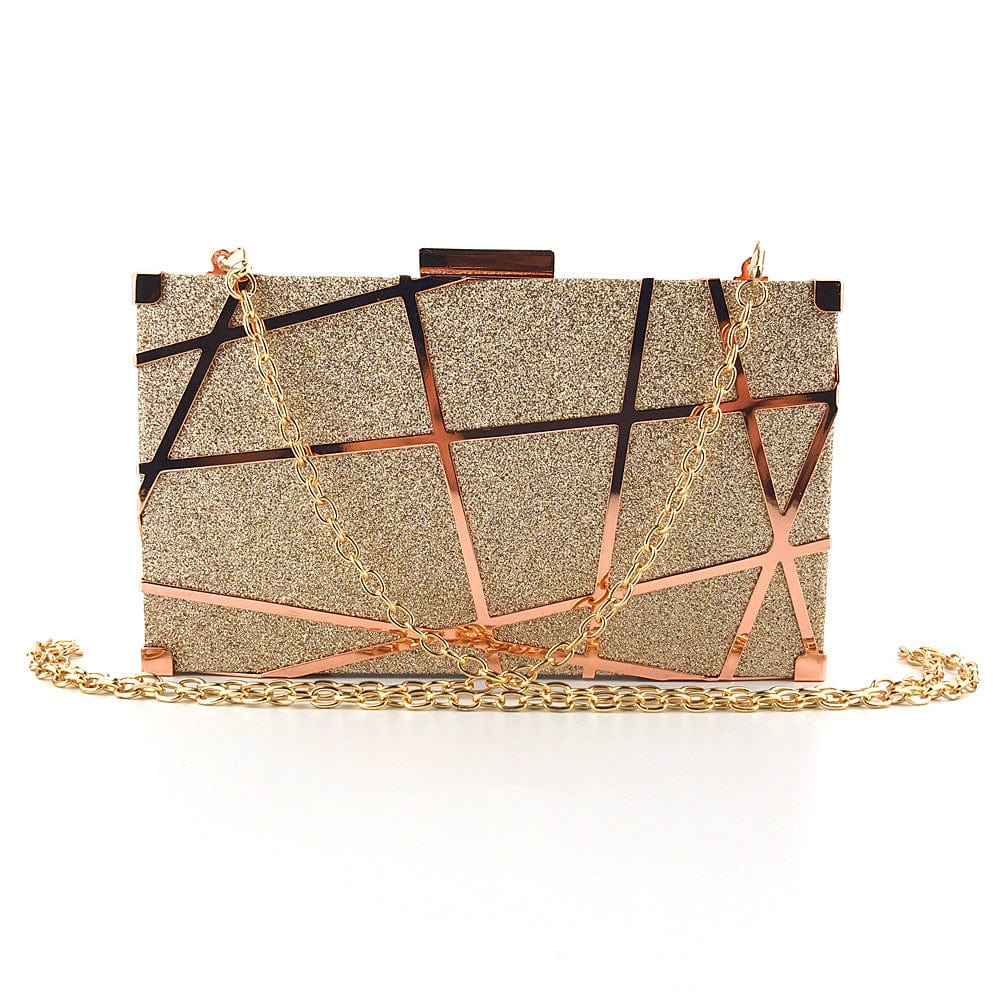 19*4*11CM / Champage Fashionable metal shimmering powder pretty clutch purse dating bag chain shoulder bag evening bags for ladies