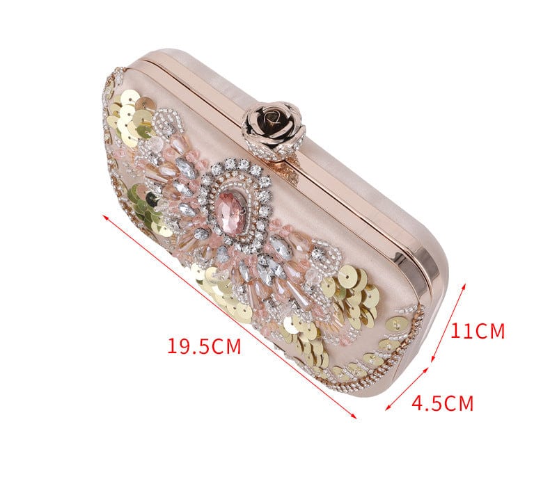 19.5*4.5*11 cm / Golden Wholesale luxury clutch sequins diamond party bags evening purse for ladies