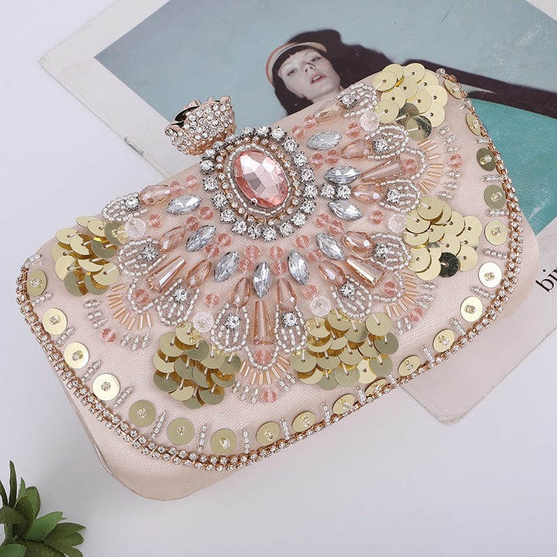 19.5*4.5*11 cm / Golden Wholesale luxury clutch sequins diamond party bags evening purse for ladies