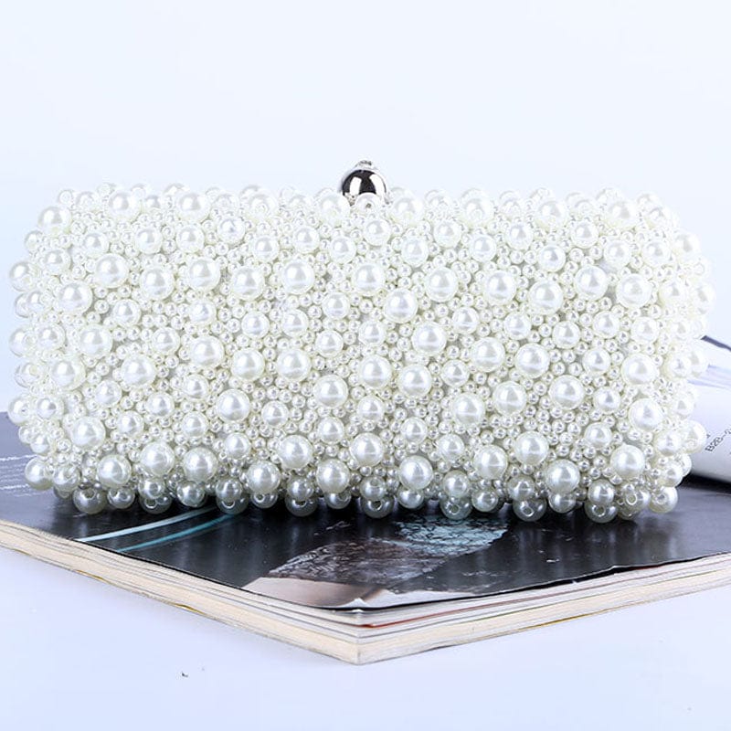 19*6*9cm / Beige Wholesale Ladies Handmade Beaded Evening Bag Party Clutch Bags Pearls For Banquet Wedding Woman Clutch Pearl Handbag