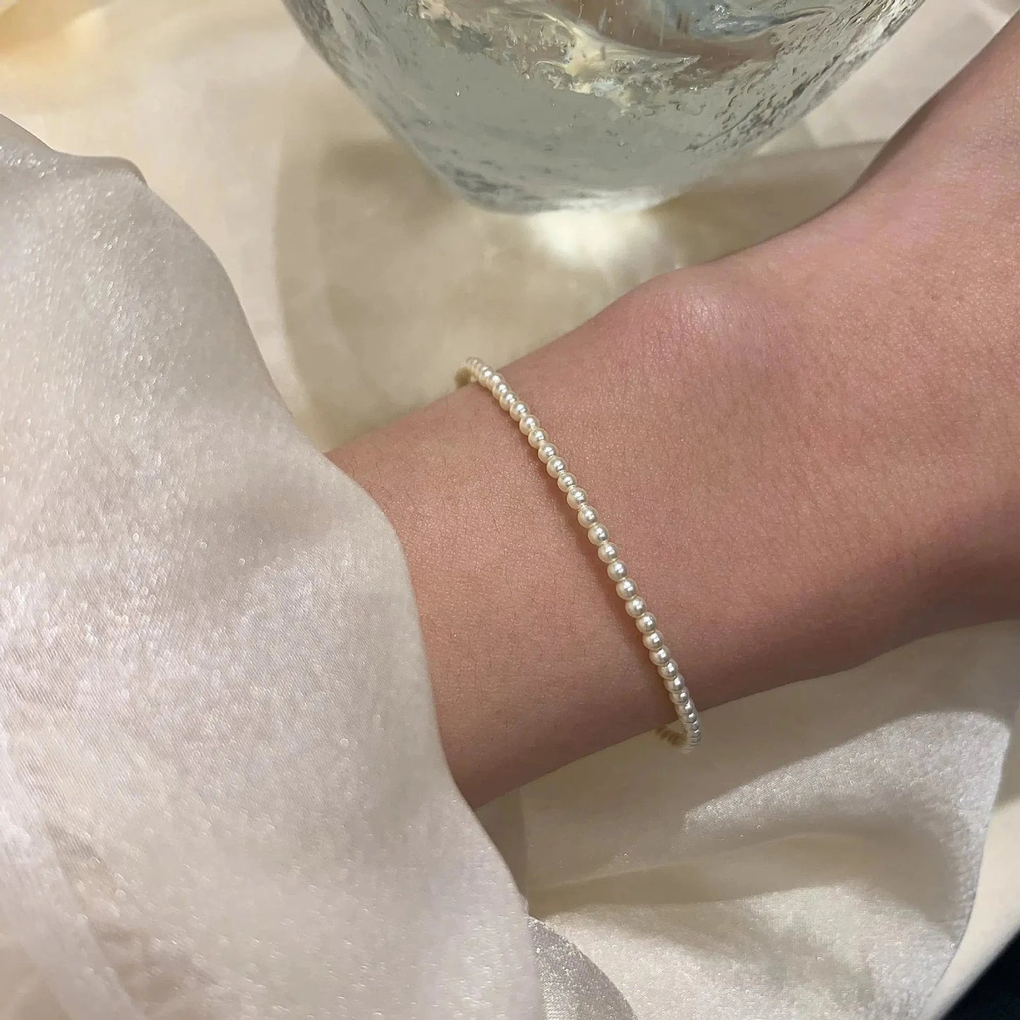 19CM / S448 gold 2mm wholesale 925 silver pearl bracelet women 925 sterling silver gold plated luxury pearl bracelet jewelry women