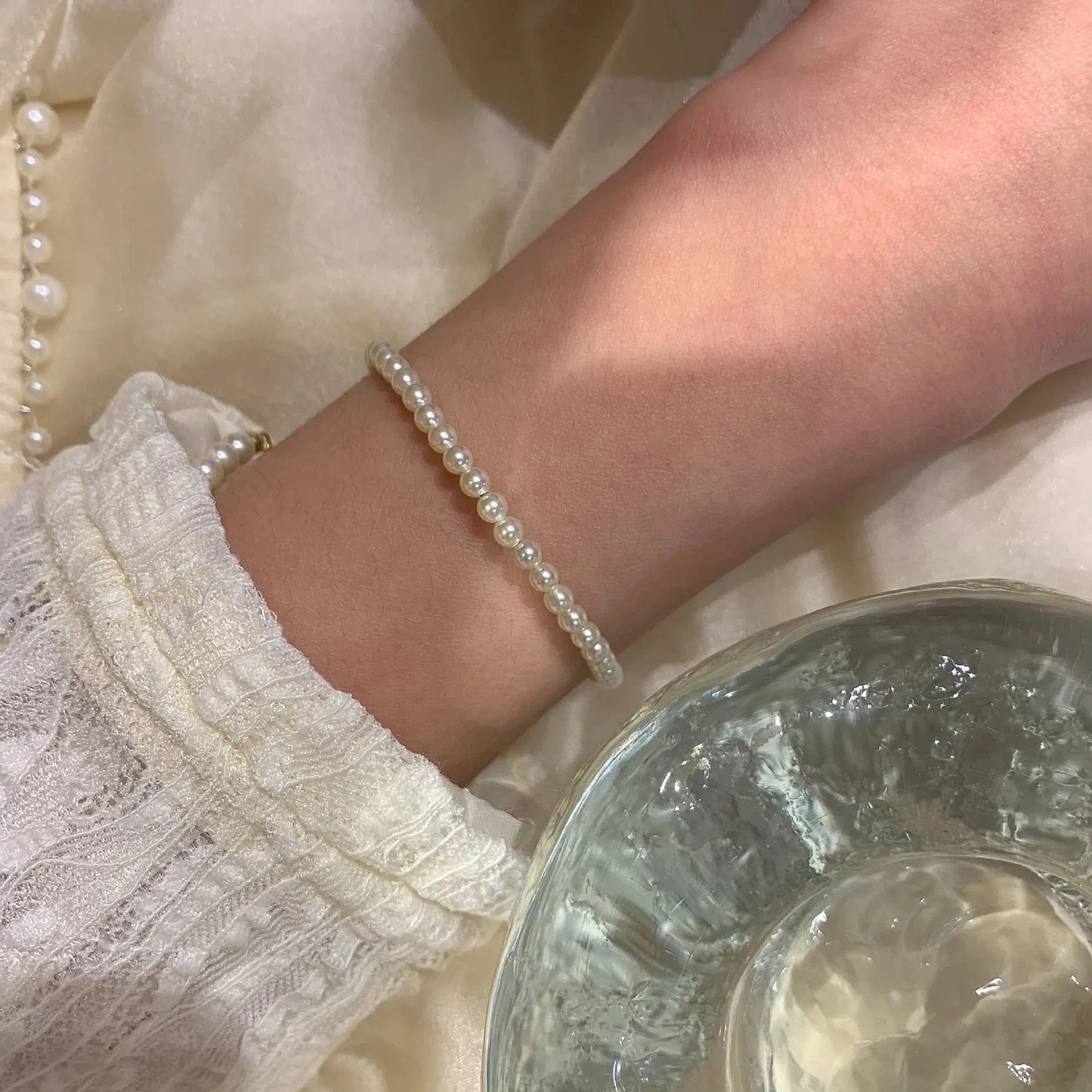 19CM / S448 gold 3mm wholesale 925 silver pearl bracelet women 925 sterling silver gold plated luxury pearl bracelet jewelry women