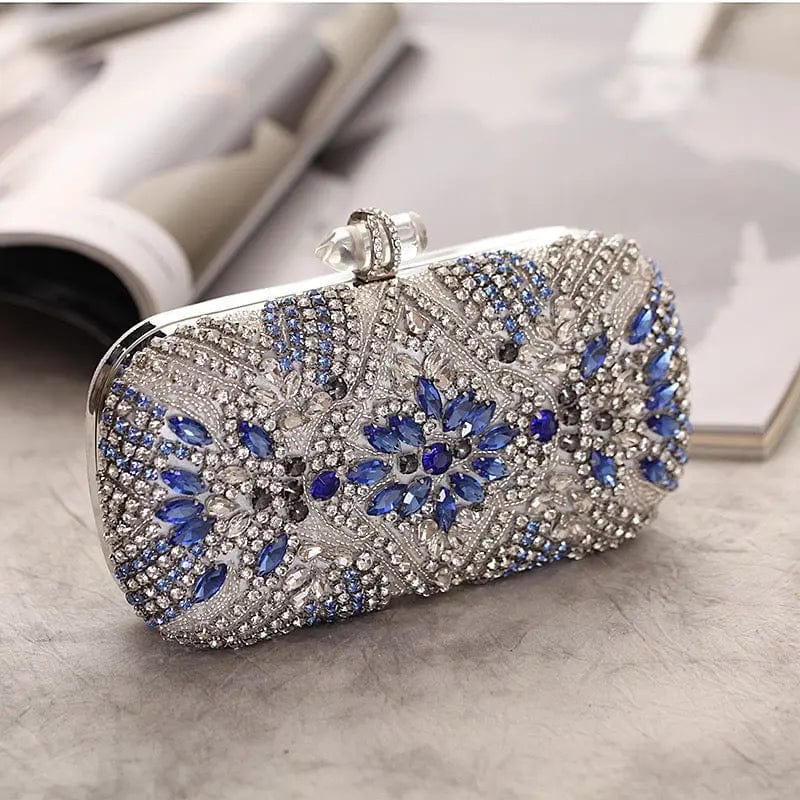 19X5X9CM / White India Style Bling Beaded Diamond Fashion Evening Bags Beaded Sequins Handmade Clutch Ladies Rhinestone Crystal Wedding Bags