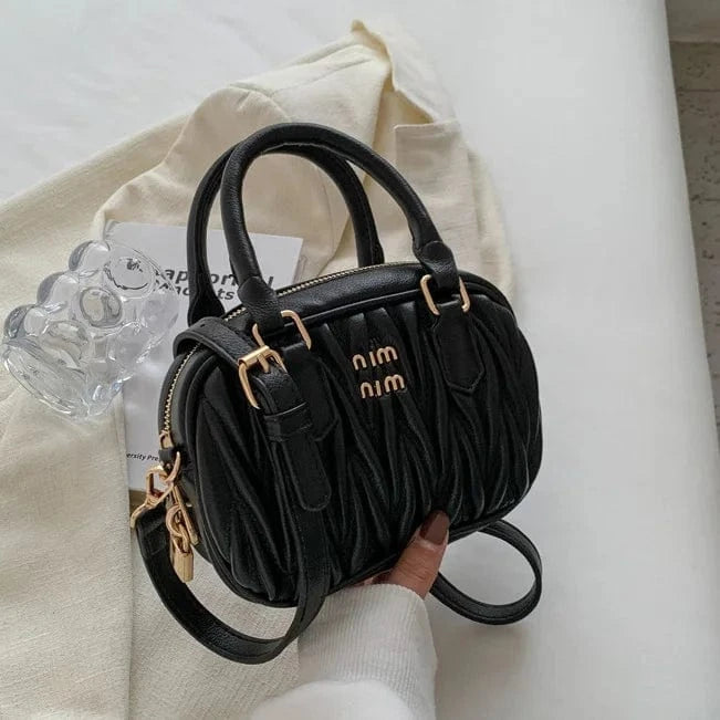 19x6x13cm / 2865 Black Designer Puffy Padded Handheld Bags Women Ruched Shoulder Crossbody Bag Small Luxury Handbag Ladies Pleated Handle Bags
