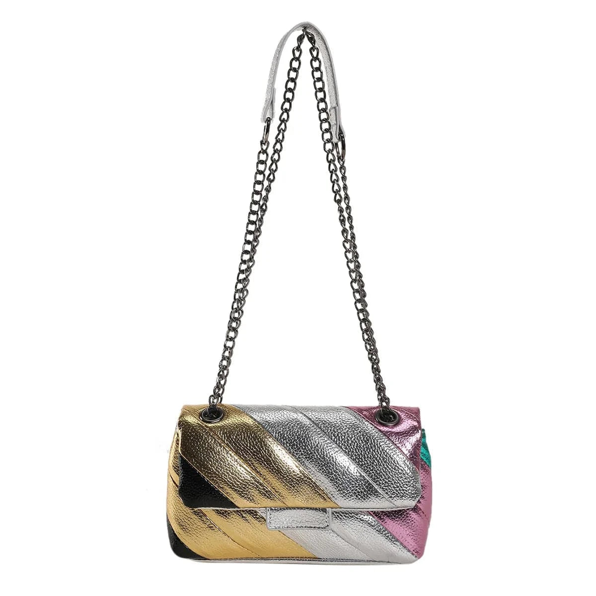 19x8x12cm / 4224 Rainbow 2023 New UK Brand Rainbow Women Handbag Luxury Wave Pattern Crossbody Body Bag Colorful Patchwork Shoulder Bag