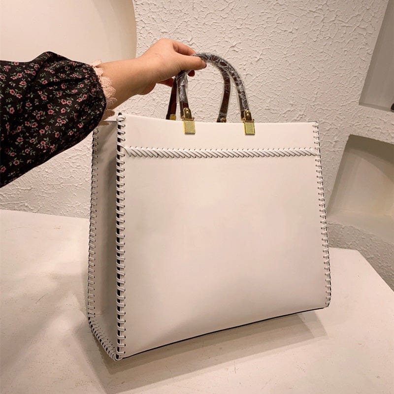 1pcs also wholesale price / Beige New Custom Luxury Large Tote Bag Genuine Leather Classic Shoulder Handbags For Women