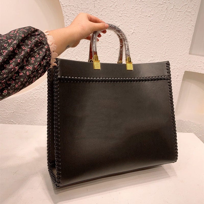 1pcs also wholesale price / black New Custom Luxury Large Tote Bag Genuine Leather Classic Shoulder Handbags For Women
