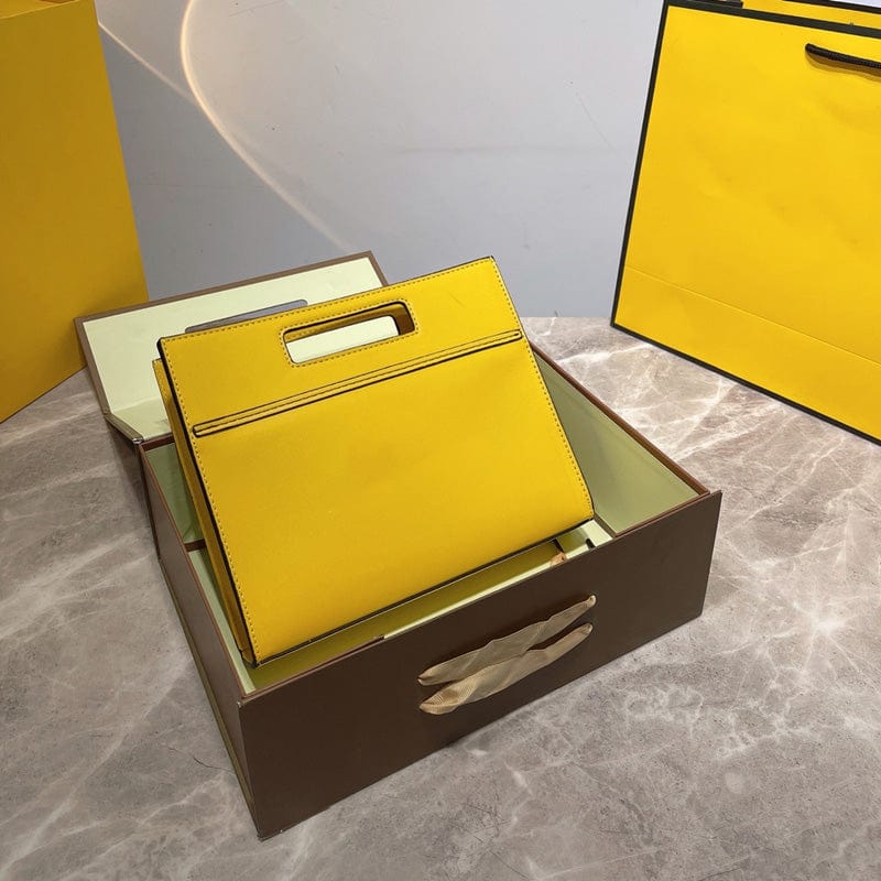 1pcs also wholesale price / Yellow 2023 Classic famous brands simple leather high quality designer handbags for women