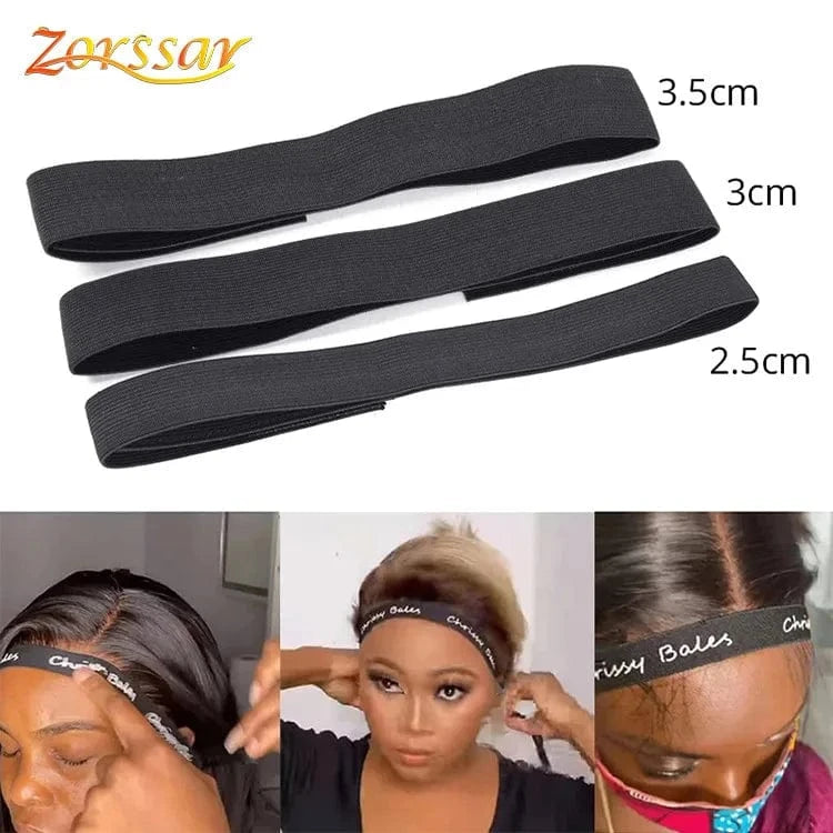 2.5 cm Black melt band custom logo Custom logo designer headband wraps women elastic Adjustable athletic wig Lace Hair melt band