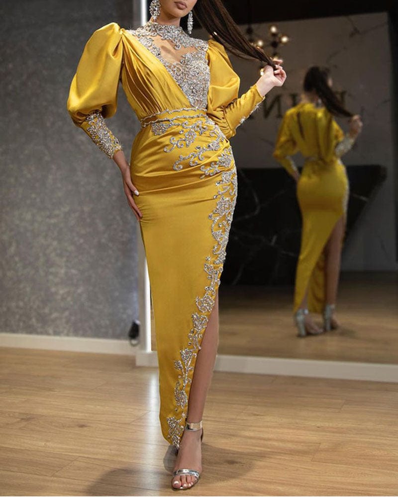 2 / as the picture / Floor Length S4141F 2022 New High Quality sexy see-through plus size evening dresses