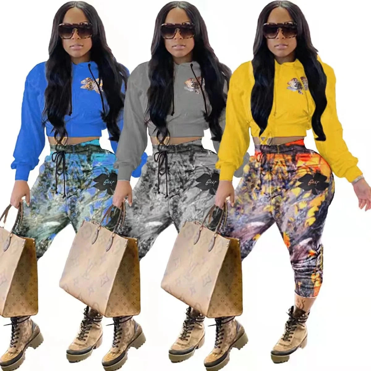 2 Piece Jogger Sets for Women Clothing Fashion Women Clothes Winter Sweatshirt Print Hoodie Jogging Sets Hoodie Leggings Set
