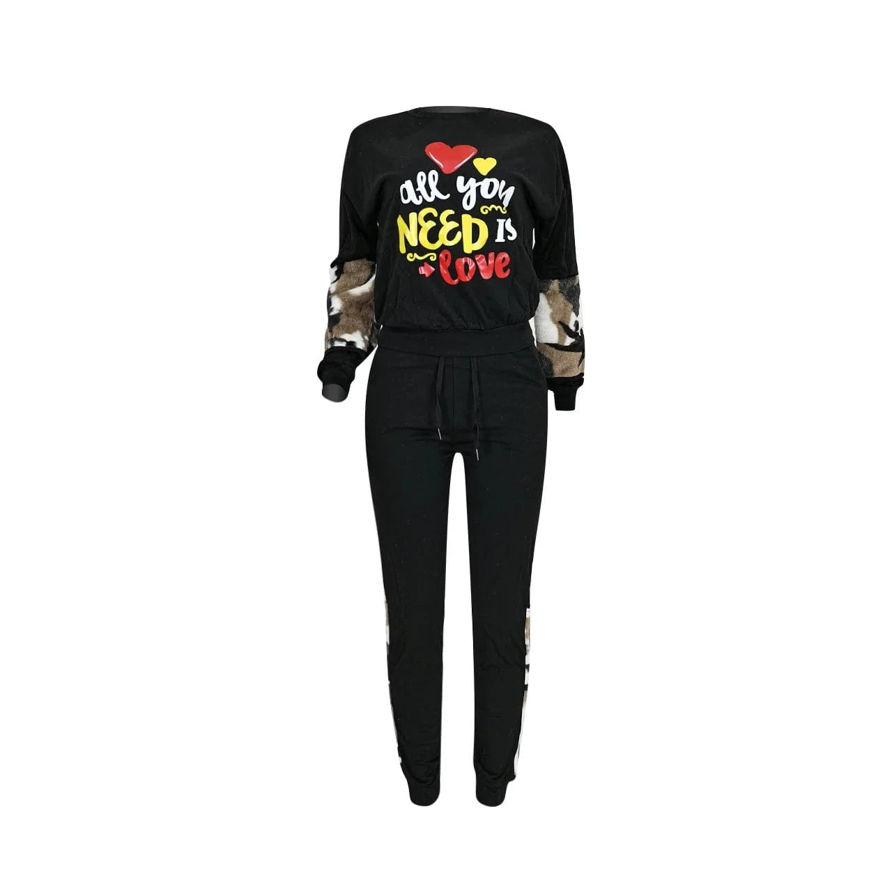 2 Piece Set Ladies Jogging Suit Fall Winter Wear Casual Two Piece Sets for Woman Cargo Straight Sweat Pants Sweatshirt Suit