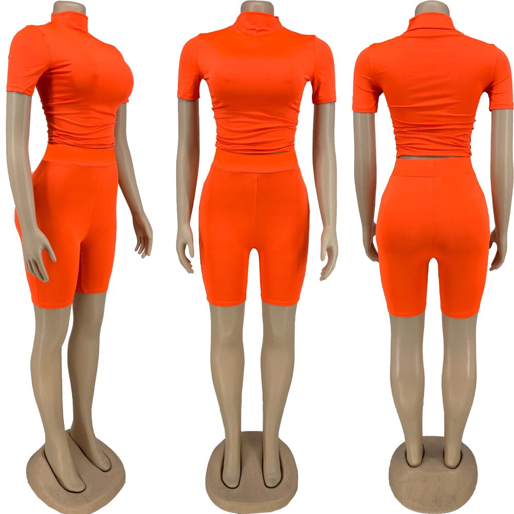 2 Piece Short Set Women s Blank Wholesale Summer Outfits Gym Fitness Two Piece Workout Shorts Sets with Short Sleeves