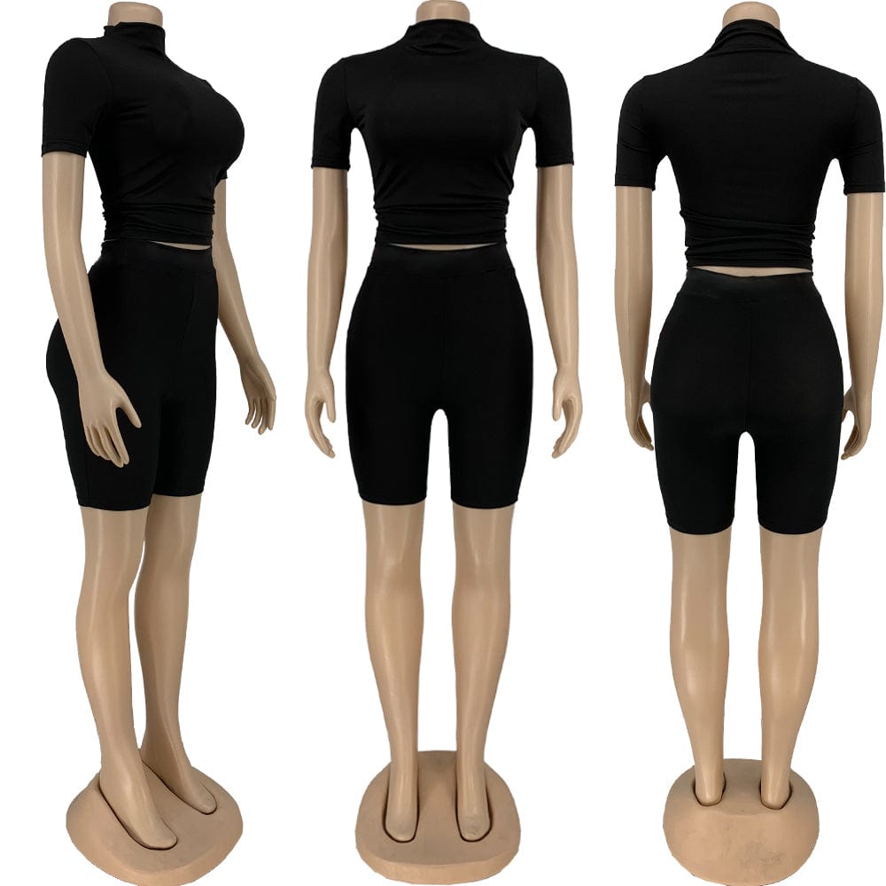 2 Piece Short Set Women s Blank Wholesale Summer Outfits Gym Fitness Two Piece Workout Shorts Sets with Short Sleeves