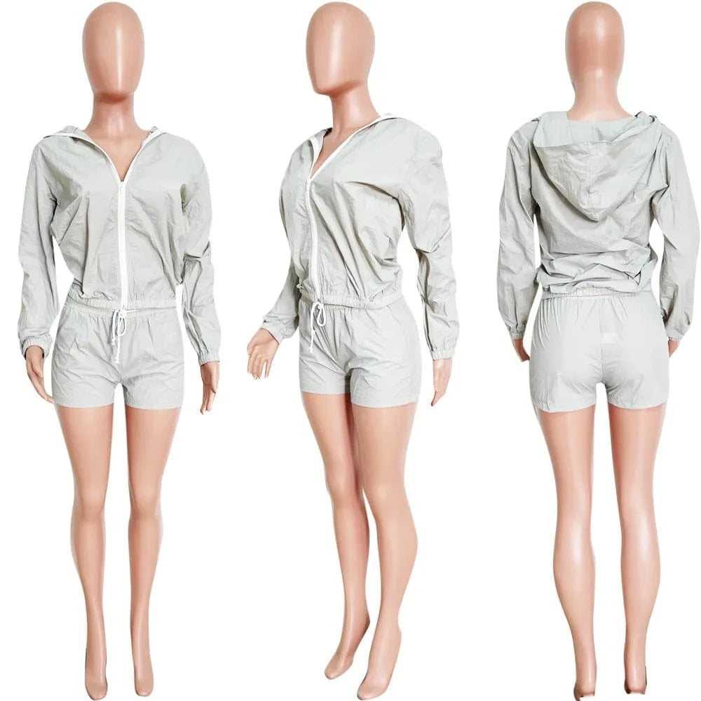 2 Piece Tracksuit Set Women Long Sleeve Clothing Sets Woman Two Piece Fall 2 pc Set Shorts Zip Classy Two Piece Shorts Pant