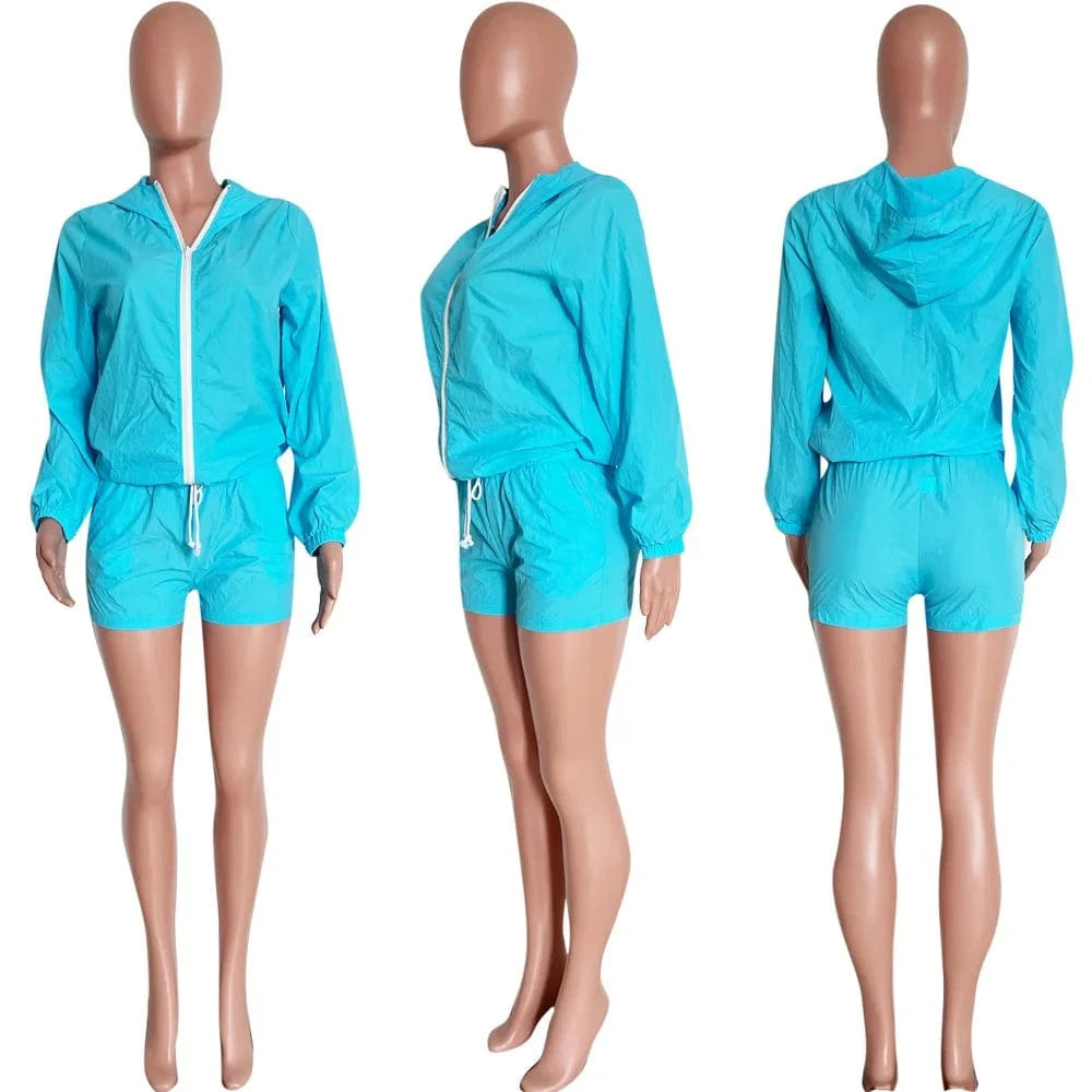 2 Piece Tracksuit Set Women Long Sleeve Clothing Sets Woman Two Piece Fall 2 pc Set Shorts Zip Classy Two Piece Shorts Pant