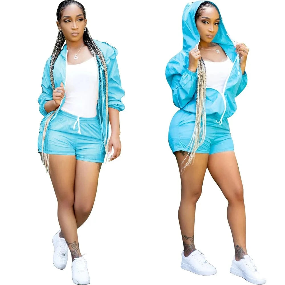 2 Piece Tracksuit Set Women Long Sleeve Clothing Sets Woman Two Piece Fall 2 pc Set Shorts Zip Classy Two Piece Shorts Pant