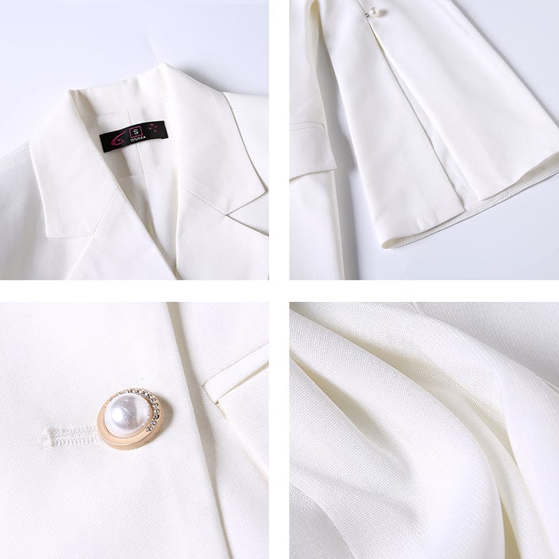 2 Pieces Set Women Split flared sleeves Pant Suit Office Lady Formal Female Soft Double Breasted Blazer with Pant
