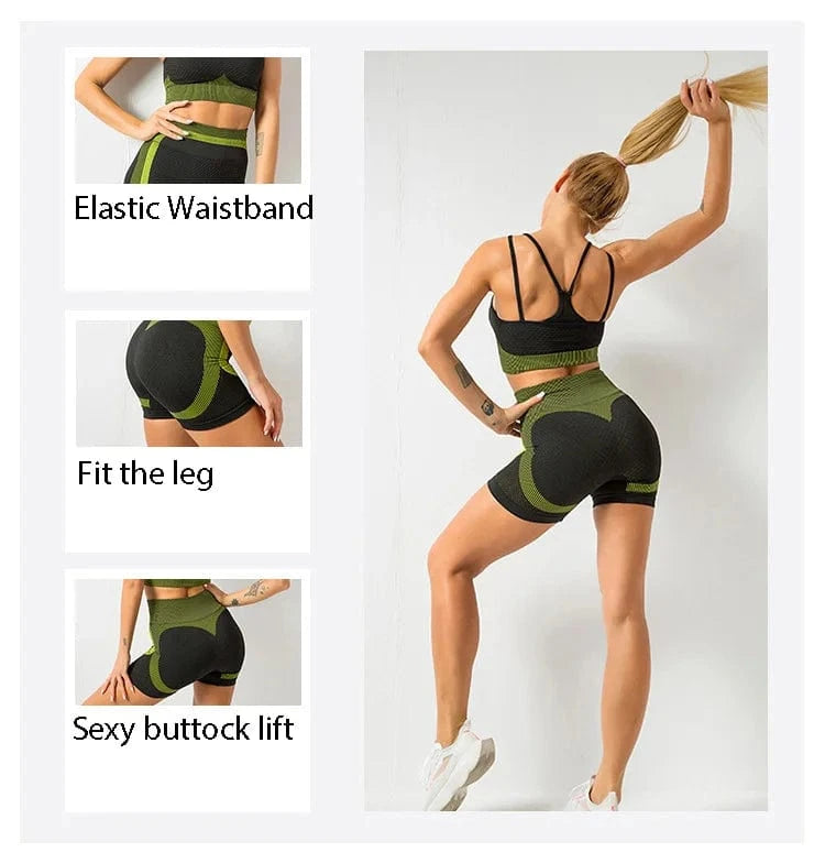 2 Pieces Yoga Sets Fitness Women Sport Bra Tank Top Fitness Running High Waist Lulu Yoga short Active wear For Women's Yoga Set