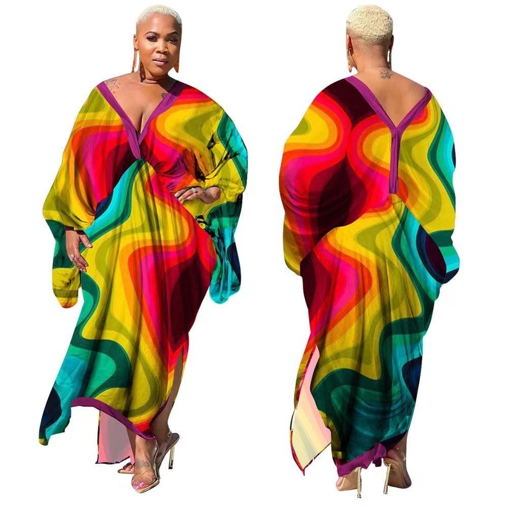 2 XL / 01 J&H 2023 new arrivals maxi satin robes Africa design printed loose dress fall fashion plus size kaftan dresses