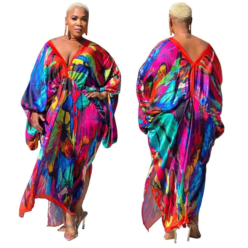2 XL / 03 J&H 2023 new arrivals maxi satin robes Africa design printed loose dress fall fashion plus size kaftan dresses