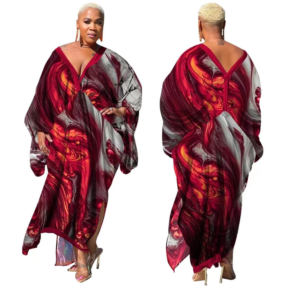 2 XL / 04 J&H 2023 new arrivals maxi satin robes Africa design printed loose dress fall fashion plus size kaftan dresses
