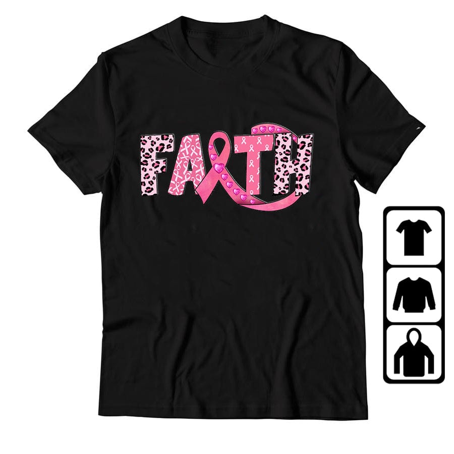 2 XL / 043003 Black Wholesale Women T Shirt Faith Breast Cancer Pink out Cancer Awareness Print Positive Shirts 100% Cotton Graphic Tees