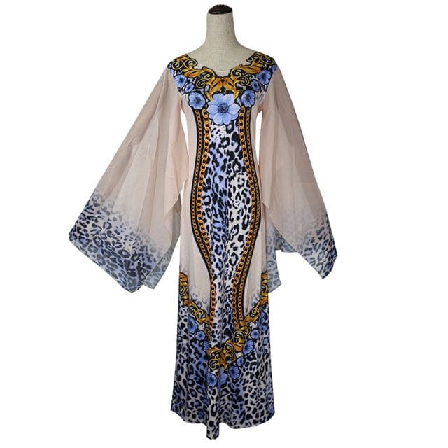 2 XL / 1 Boubou Africain Femme 2022 African Print Dashiki Clothes Plus Size Women Dress Batwing Sleeve Ankara Dresses Lady Party