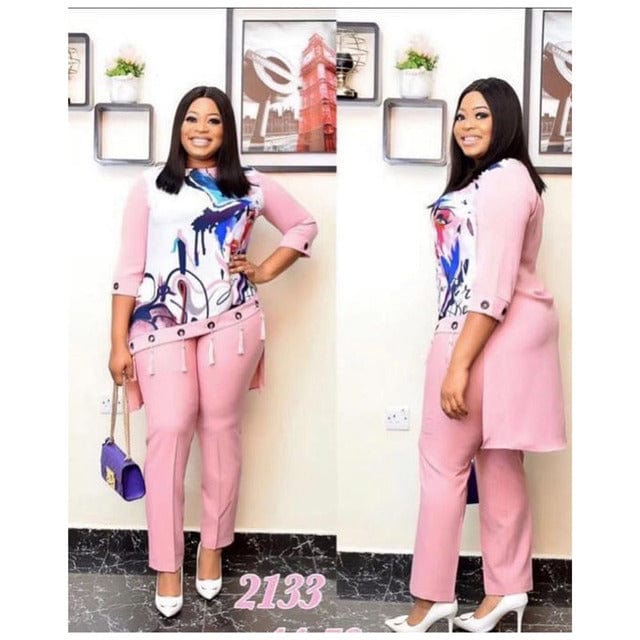 2 XL / 3 2022 Dashiki African 2 Colors New Fashion Suit (Dress And Trousers) For Lady