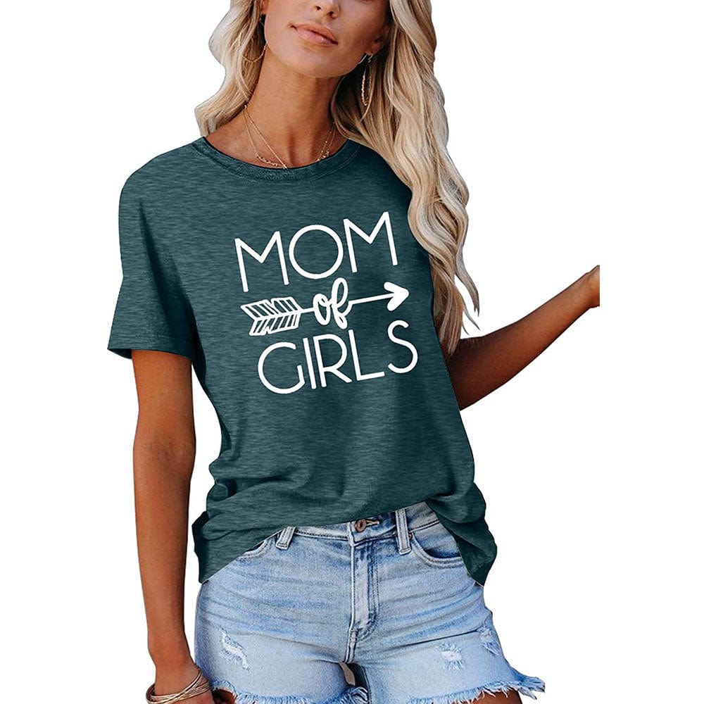 2 XL / Army Green MOMORGIRLS letter printed round neck short sleeve T-shirt