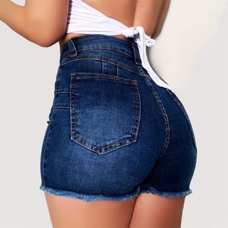 2 XL / Blue Custom Fashion Push Up Wash Spandex Skinny Blue Stretchy Denim Women's Shorts Plus Size Summer High Waist Jean Shorts For Women