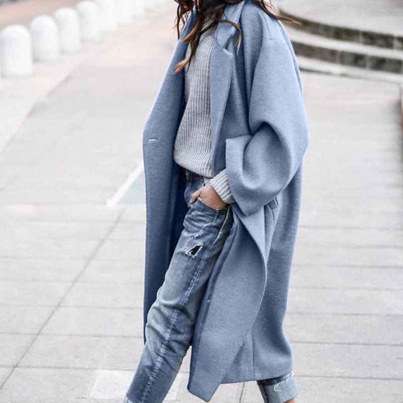 2 XL / Blue D69B New 2022 Designs Autumn Winter Printed Casual Long Overcoat Women's Plus Size Trench Coats for Ladies