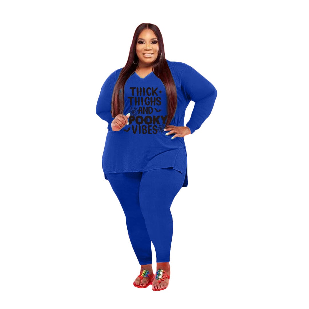 2 XL / Blue Drop Shipping Women Clothes Long Sleeve Casual Bodycon 5xl Plus Size Set Women Clothing Plus Size Women's Sets