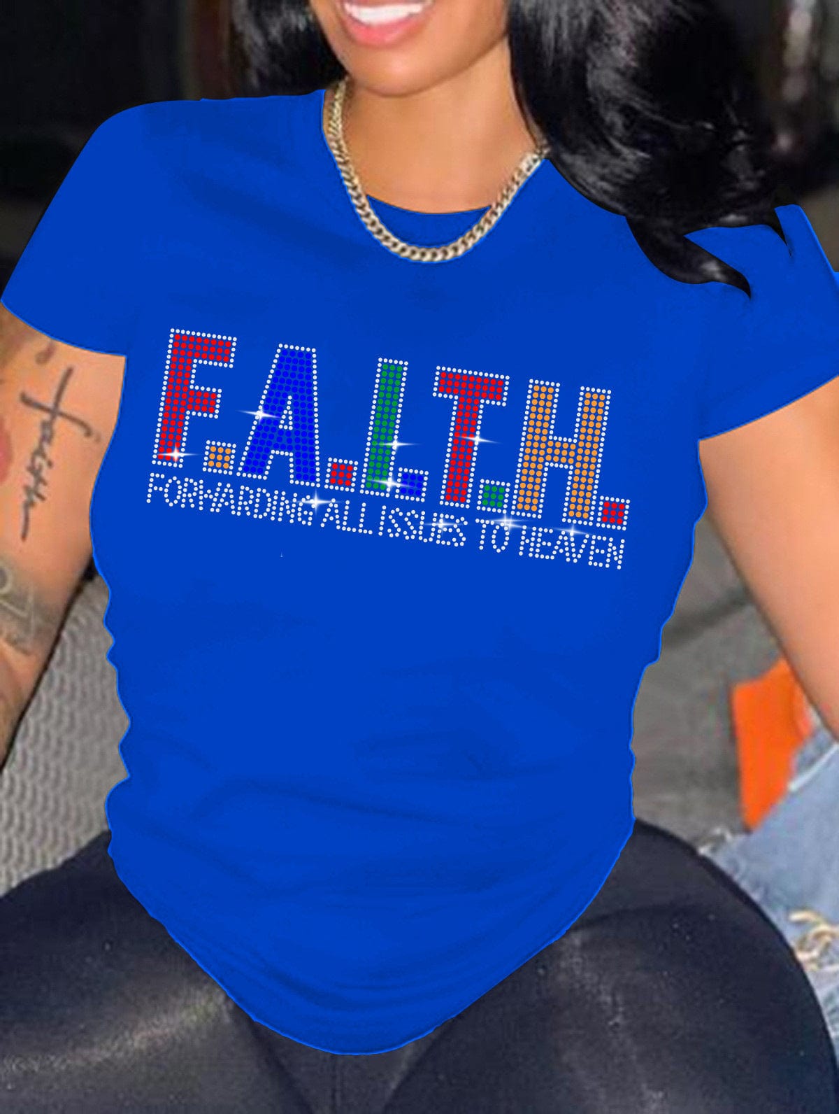 2 XL / Blue Professional custom t shirt printing ladies t shirt letters hot drill casual t shirt