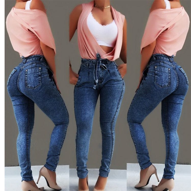 2 XL / Dark blue Wholesale Vintage Mom High Waist Plus Size Pantalones Ripped Distressed Boyfriend Jeans Denim Women