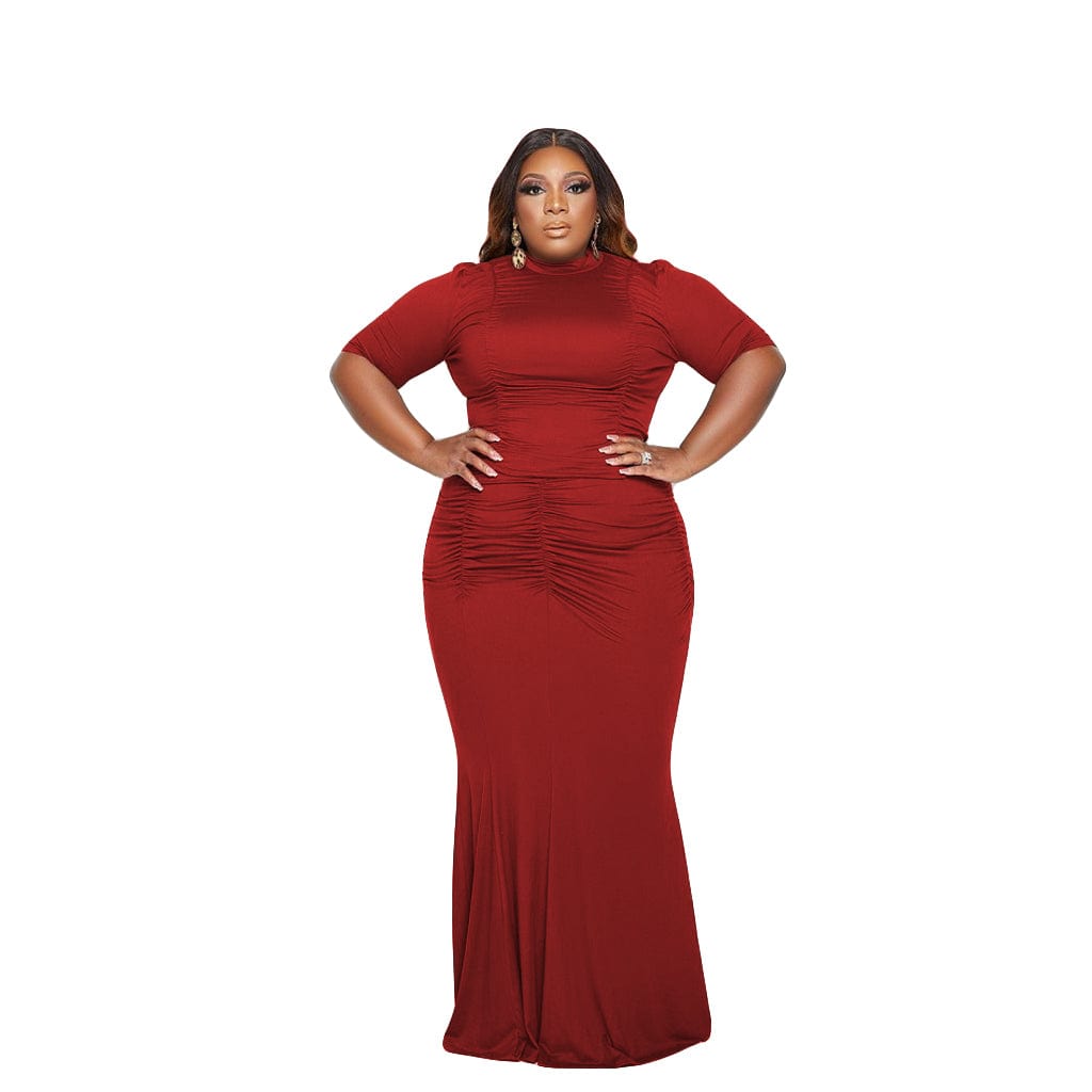 2 XL / F215-1 Explosive plus size solid color pleated fashion sexy women's two-piece suit