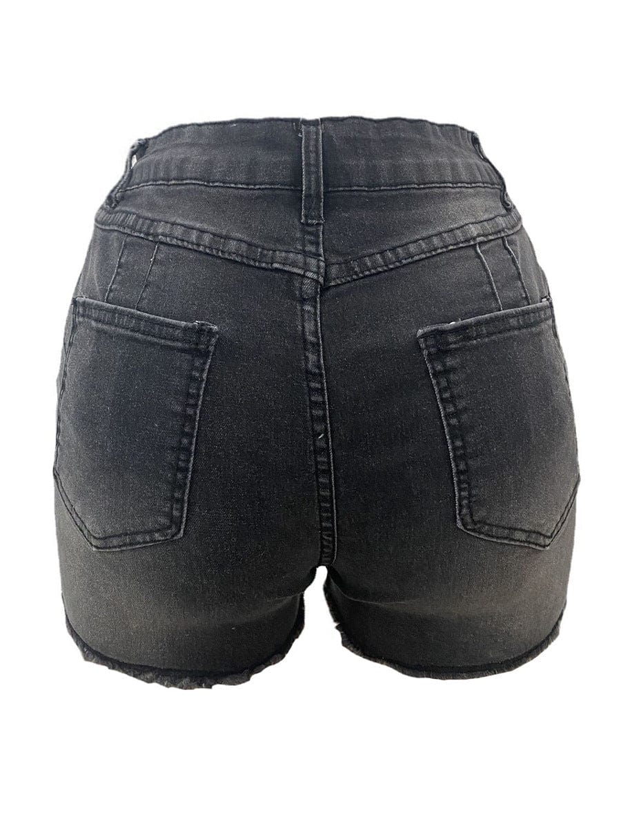 2 XL / Gray High Stretchy Skinny Jeans Women 2022 Summer Hot Selling Button Fly Ripped Jeans Women Cotton Jean Shorts