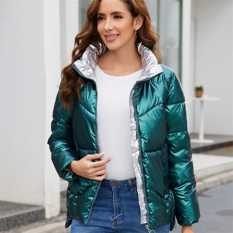 2 XL / green Fashion Y2K Outfits Ladies Puffer Jacket Stand Collar Winter American Clothing Bubble Coats For Women