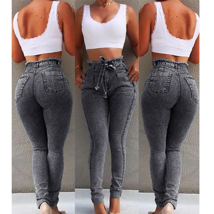 2 XL / Grey Wholesale Vintage Mom High Waist Plus Size Pantalones Ripped Distressed Boyfriend Jeans Denim Women