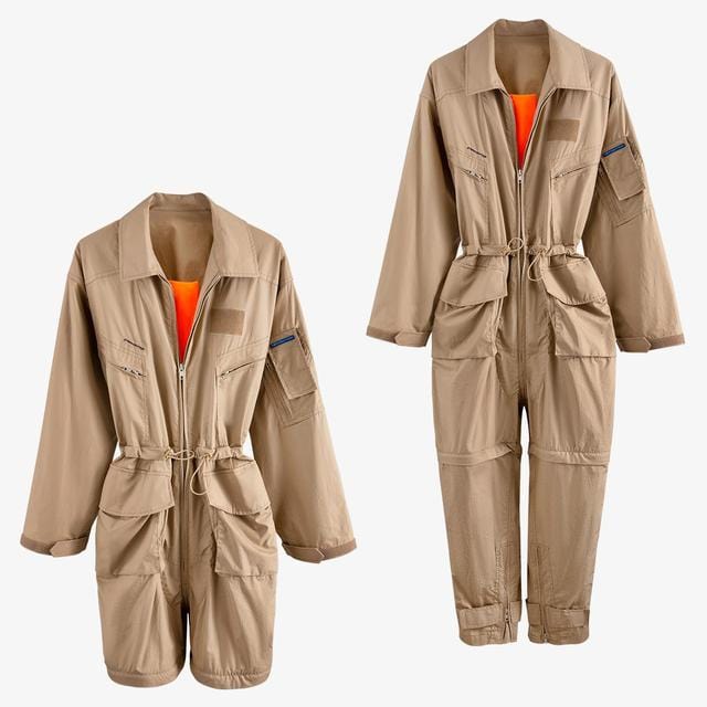 2 XL / Khaki Women Jumpsuit Drawstring Hollow Out Casual Rompers Summer Womens Jumpsuit Irregular Vintage Khaki 2022 New