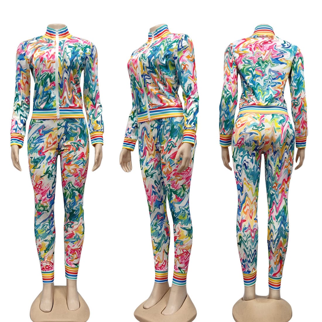 2 XL / Other Hot sale designer clothing brand women's fashion casual sports printed tie-dye two-piece suit