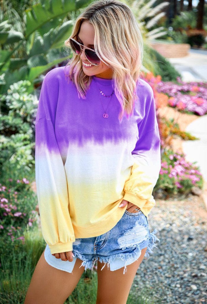 2 XL / Purple Long sleeved hooded sweater womens gradient color T shirt hoodies