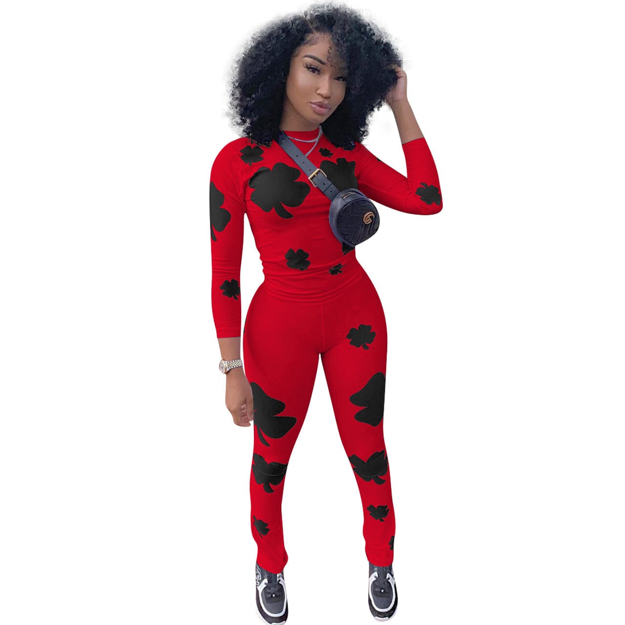 2 XL / Red FE028 jogging neon set for sports 2pc short printing yoga sets fitness women