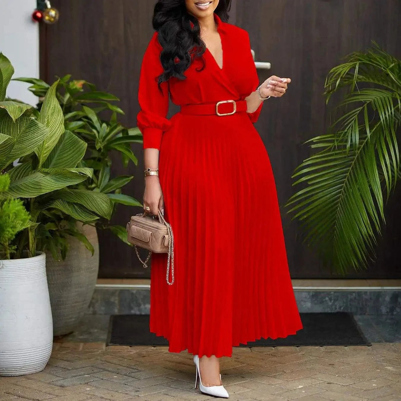 2 XL / Red New Arrivals Women's Clothing Elegant Office Lady Formal Suits Long Sleeve Blouse Shirt And Pencil Skirt Two Piece Set