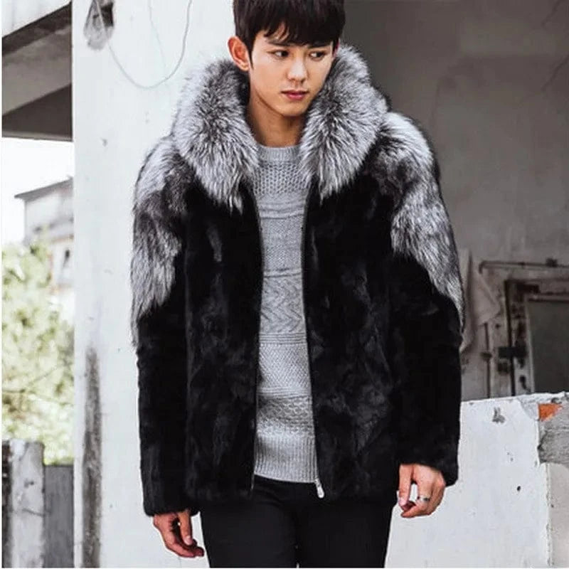 2 XL / silver fox Wholesaler Casual men winter fur jacket For Plus Size Men Fur Jacket