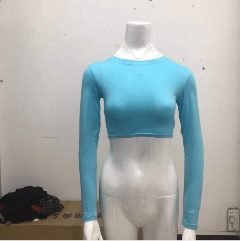 2 XL / Sky Blue Women Sexy Bodycon T-shirts Autumn Women Long Sleeve O-neck Crop Top Sheath T-shirts Fashion Summer Autumn Solid Tops