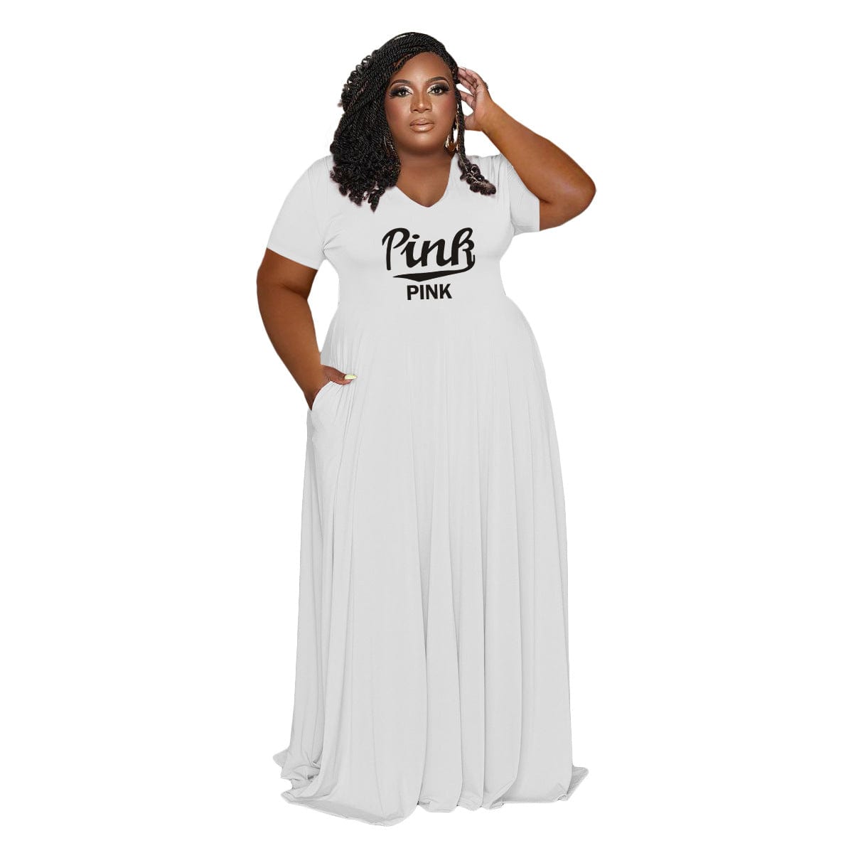 2 XL / White Trendy women clothes Plus Size Fall 2022 Women Clothes Loose Dress Printed Letter Pink