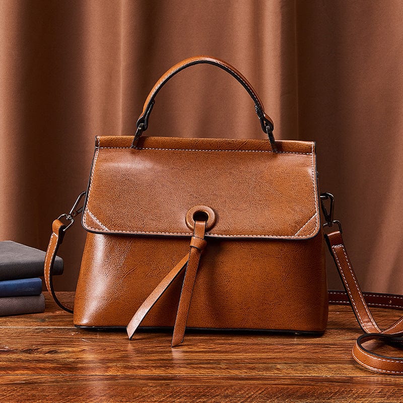 20*12*27cm / brown Trendy genuine leather shoulder handbag fashion logo custom crossbody bag new style vintage real ladies bags leather handbags