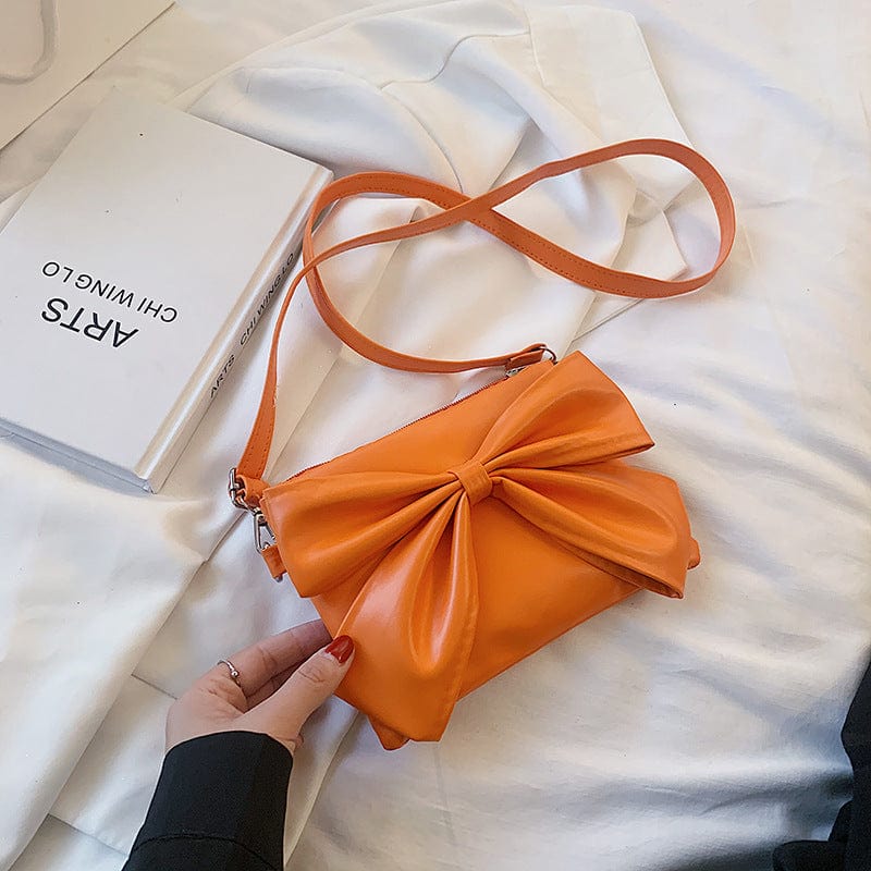20*12*4cm / ORANGE new style female custom bownot personality one shoulder messenger mini bags women soild color handbags