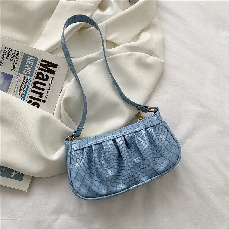 20.5*12*5.5cm / blue Alligator Pattern Handbag Totes Women Leather Female Underarm Shoulder Bag